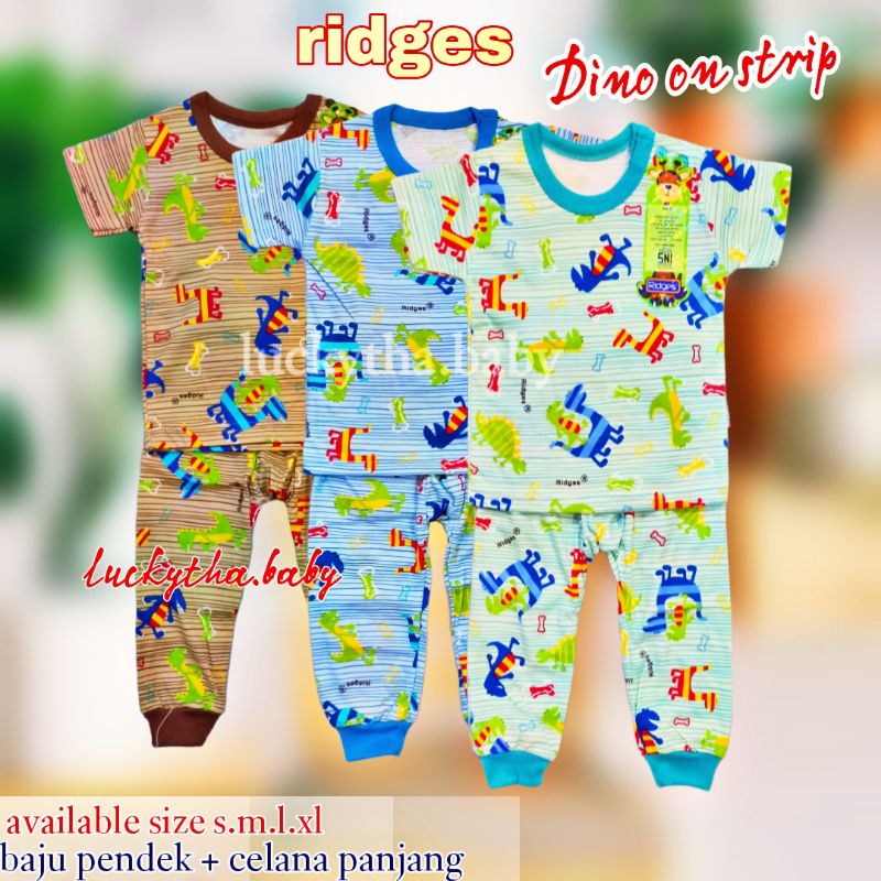 setelan ridges Dino on strip , setelan anak cewe cowo ridges terbaru,  ridges set CPR