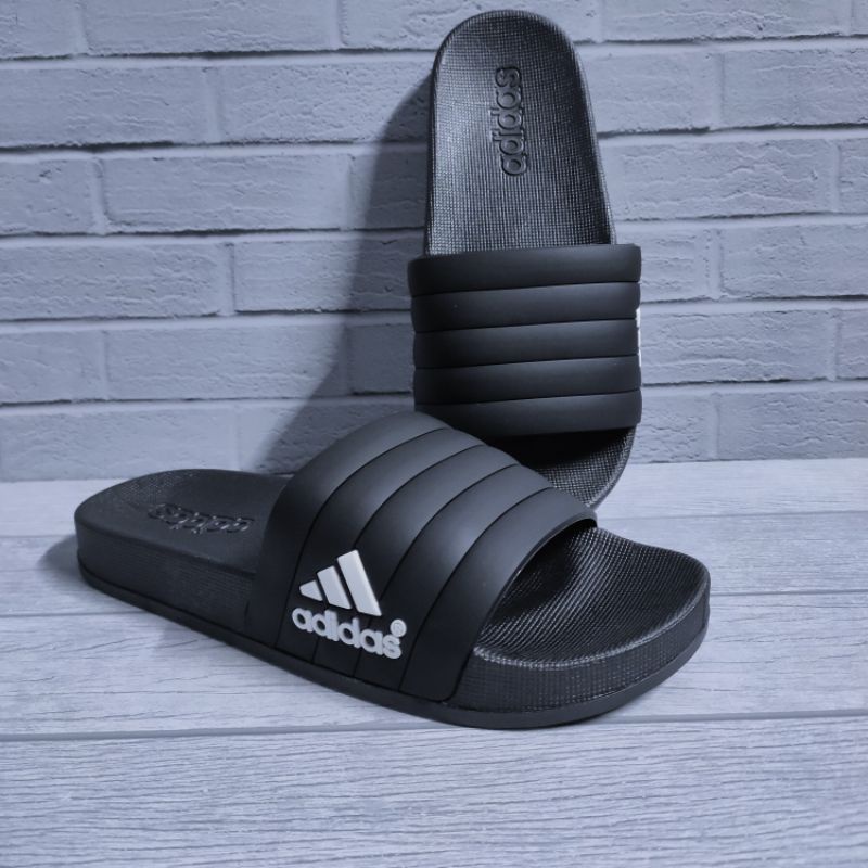 Sandal Pria Import Adidas Slide Hitam Putih 100% Grade Original Made In Vietnam Ready Size 38 - 44