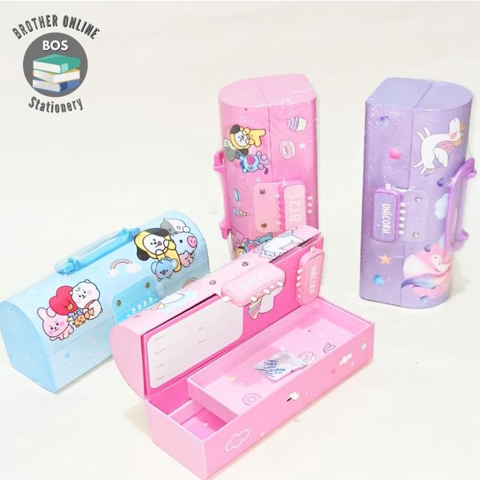 

(COD) BOS Kotak Pensil Karton+Kunci Pin/Tempat Pensil/Pencil Case Locker GRATIS ONGKIR Kode 965