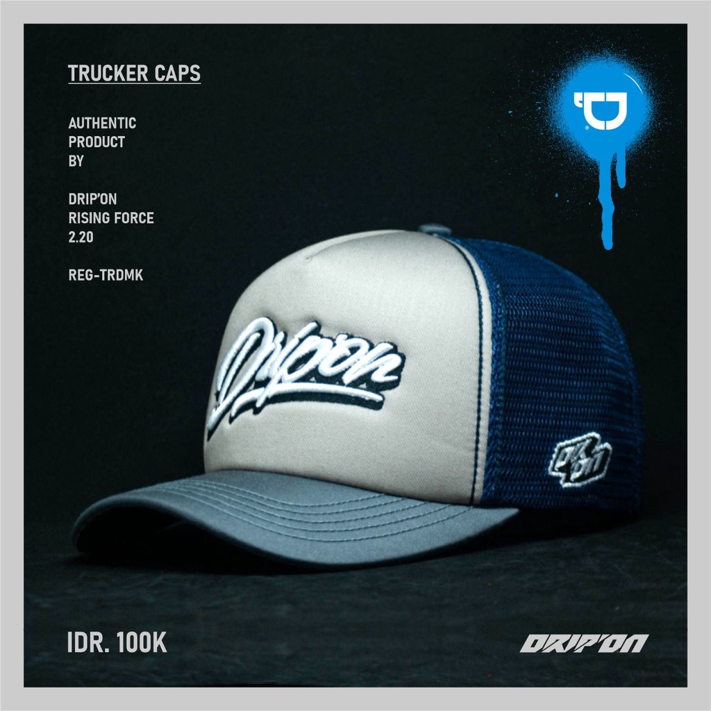 DRIPON Topi Jaring Pria Coksu Abu Trucker Hat