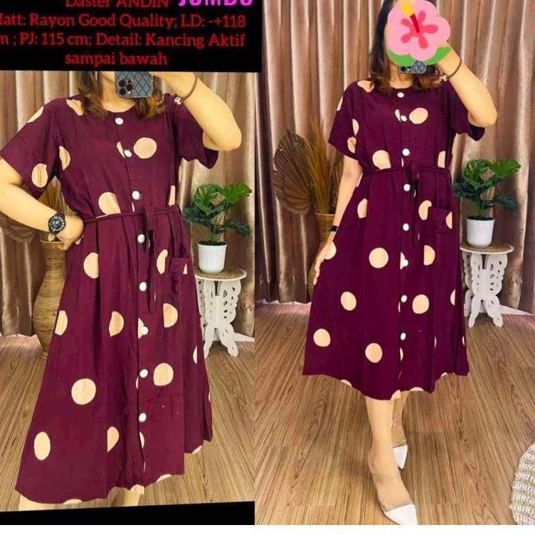 Langsung Order Daster rayon adem Andin firall motif polkadot