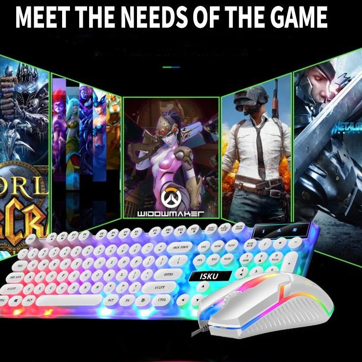 10.10 HARGA GROSIR ISKU⚡Ready Stock⚡ Usb Set Mouse Laptop Rgb Set Mouse Dan Keyboard Mechanical Lamp