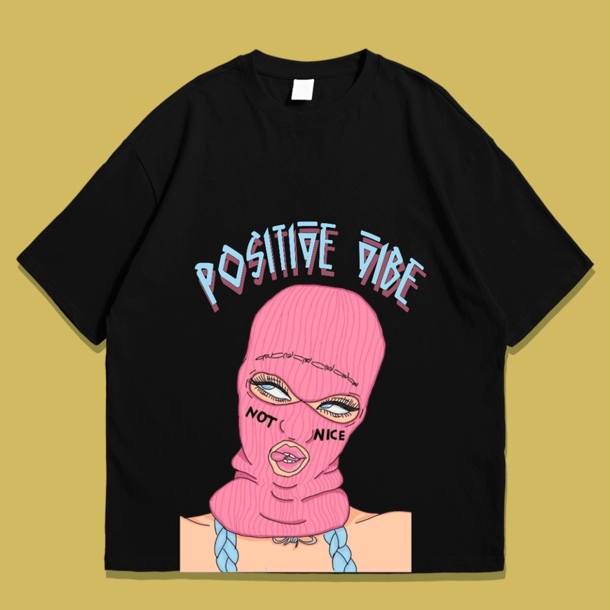 Kaos Oversize Wanita Baju POSITIVE VIBE Branded Zamella 24s Best Quality