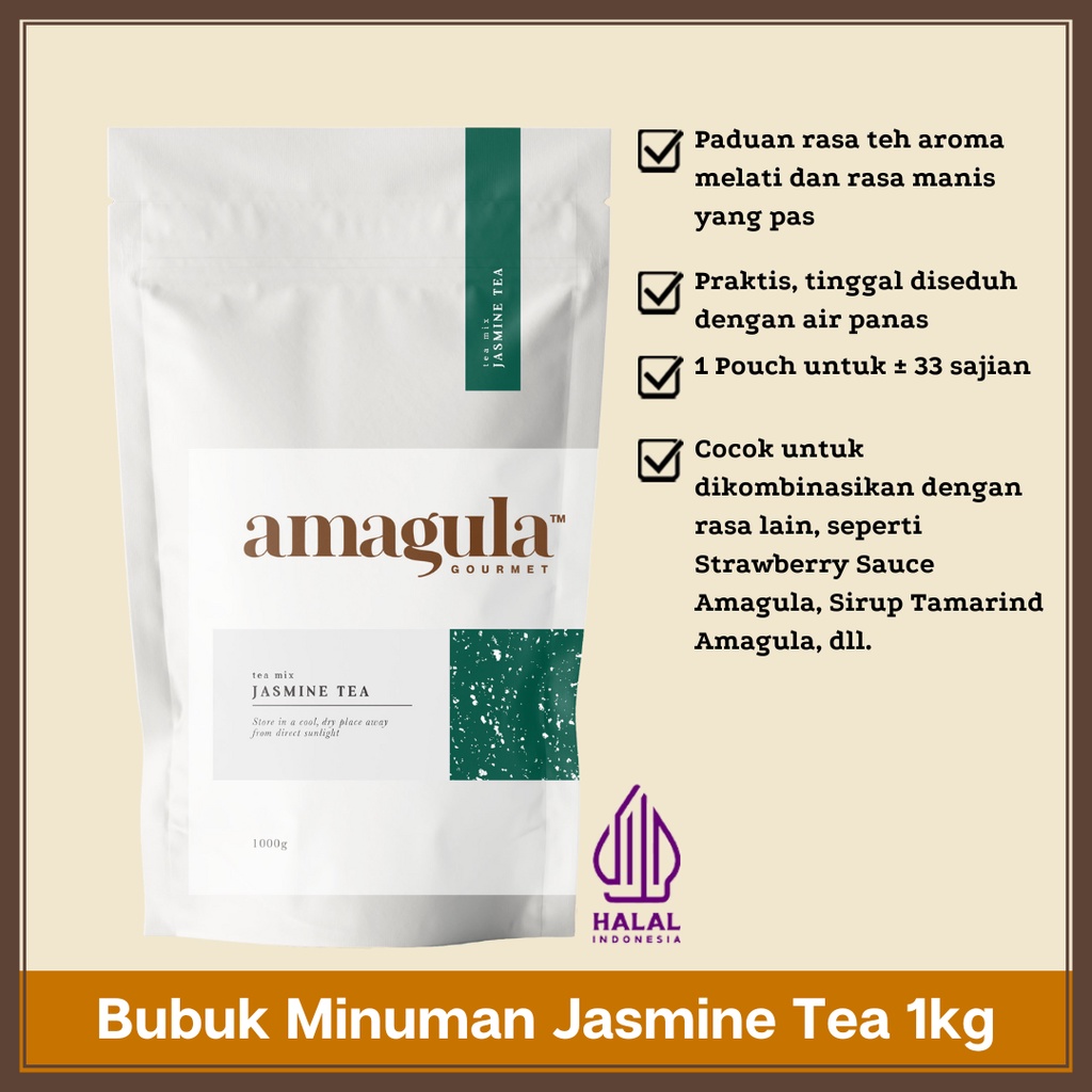 

BUBUK MINUMAN PREMIUM RASA JASMINE TEA 1000g - AMAGULA – SERBUK TEH MELATI JASMINE TEA 1kg – JASMINE TEA POWDER DRINK/ MIX/ PREMIX (UNSWEETENED/ BELUM MANIS)