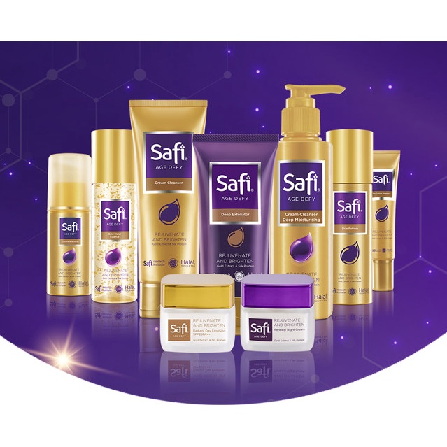 Safi Age Defy Series 1 l Safi Age Defy Cream Cleanser | Safi Age Defy Cream Cleanser Deep Moisturizer 150ml | Safi Age Defy Concentrated Serum 20ml | Safi Age Defy Deep Exfoliator 75g | Safi Age Defy Eye Cream 15g | Safi Age Defy Gold Water Essence