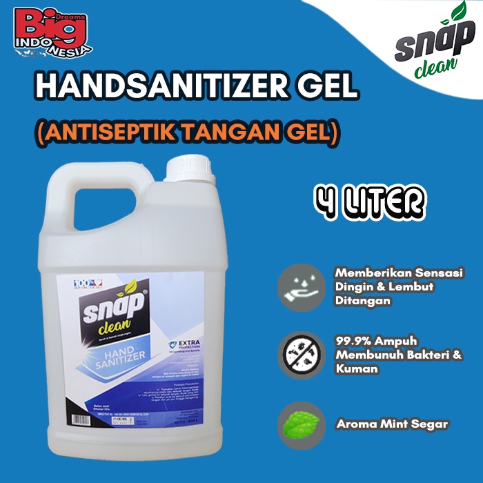 Hand Sanitizer Gel Snap Clean 4 Liter