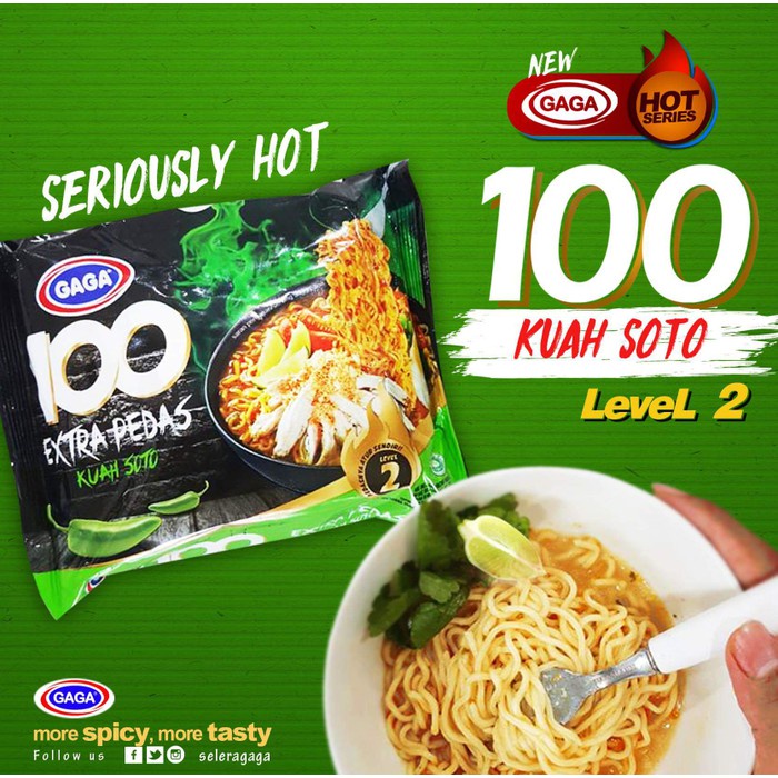 

Gaga Mi 100 Extra Pedas Kuah Soto Level 2 75gr