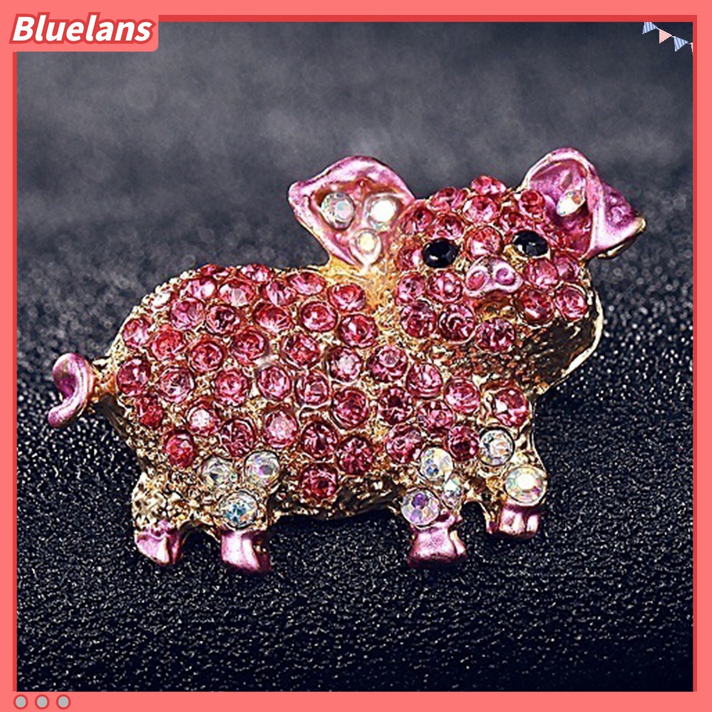 Bluelans Women Rhinestone Inlaid Pig Brooch Pin Corsage Bag Badge Cloth Jewelry Accessory