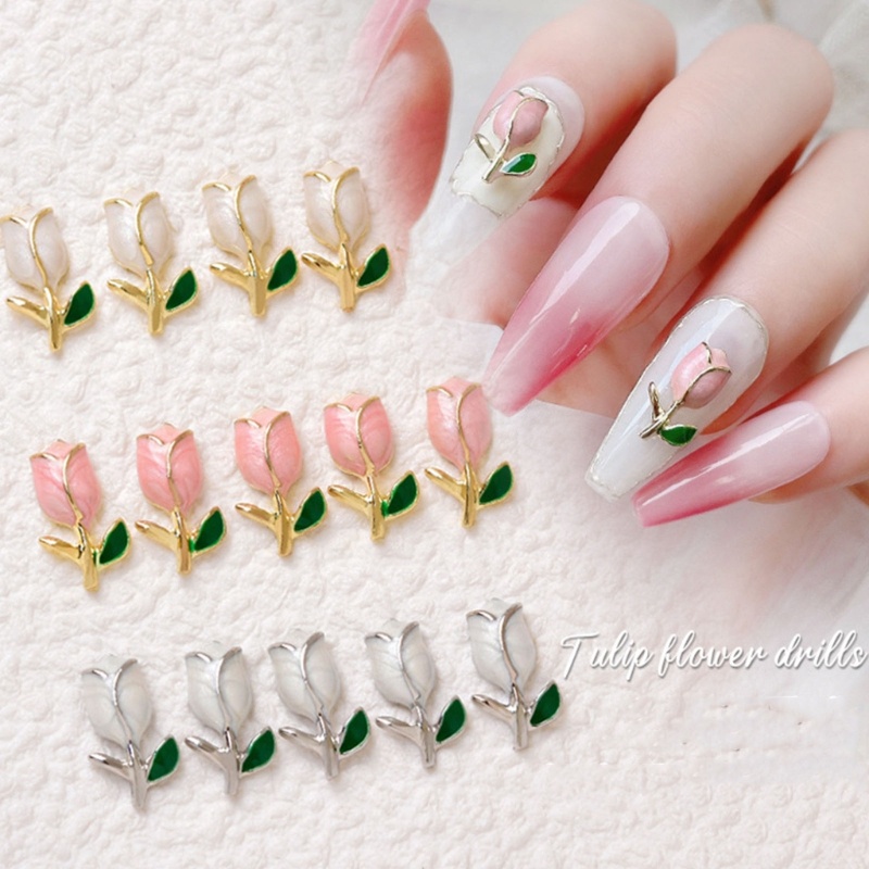 Stiker Kuku Desain Bunga Tulip Bahan Akrilik Untuk Nail Art