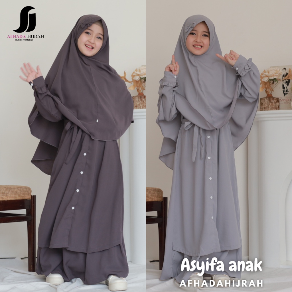 Gamis ANAK syari set cadar ASYIFA terbaru baju dan hijab instan syari free niqab