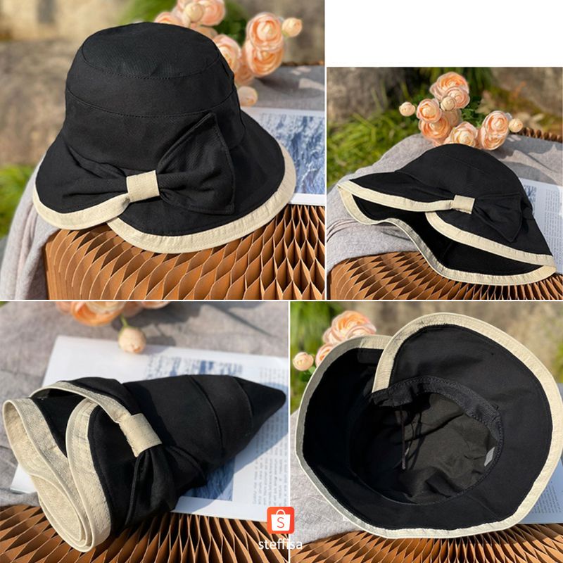 BUCKET HAT PITA SAMPING | topi wanita dewasa stylish cantik impor premium gaya Korea outdoor summer holiday ready stok cod