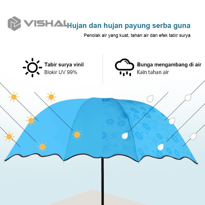 VISHAL  PAYUNG MAGIC UMBRELLA 3D [GRATIS BUBBLE] / Payung Hujan dengan Motif yang Muncul ketika Basah