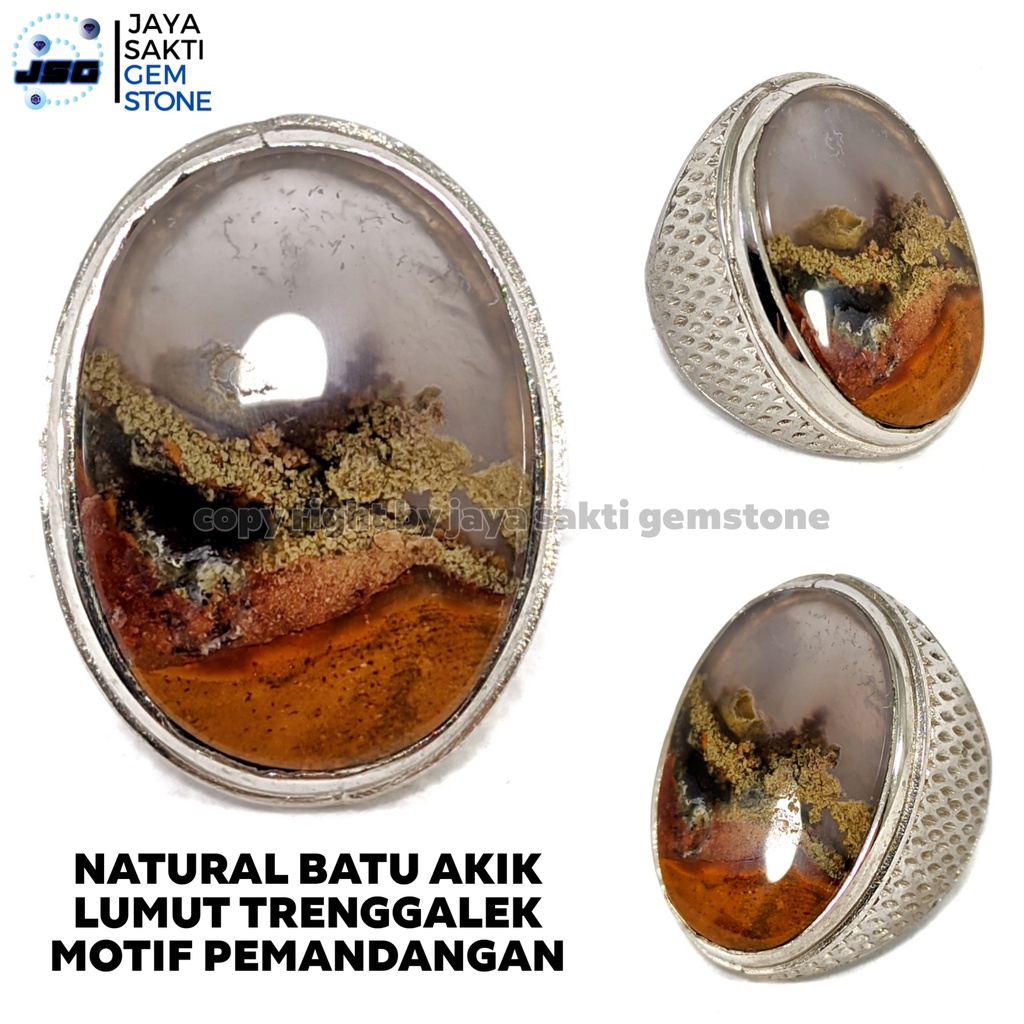 Natural Batu Akik Lumut Trenggalek Motif Pemandangan LT13