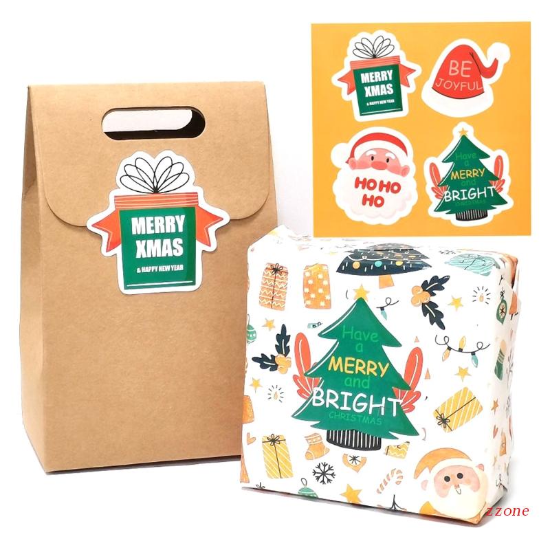 Zzz 20pcs / 5 Lembar Stiker Label Motif Natal Untuk Kotak Hadiah