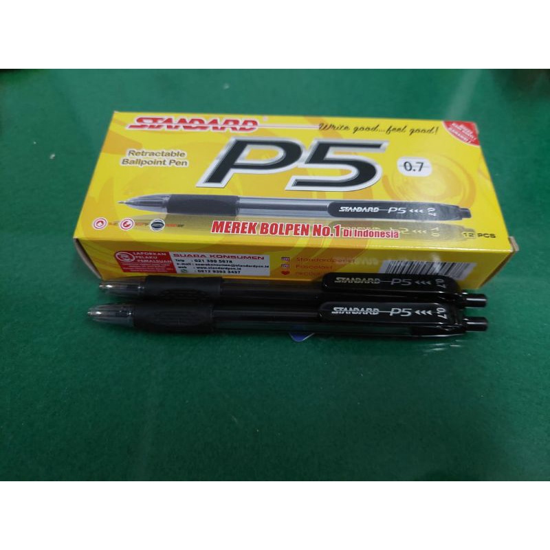 

[BOX ISI 12] PULPEN STANDARD P5 HITAM 0.7 MM / PULPEN CETEK / BALLPOINT / BOLPEN