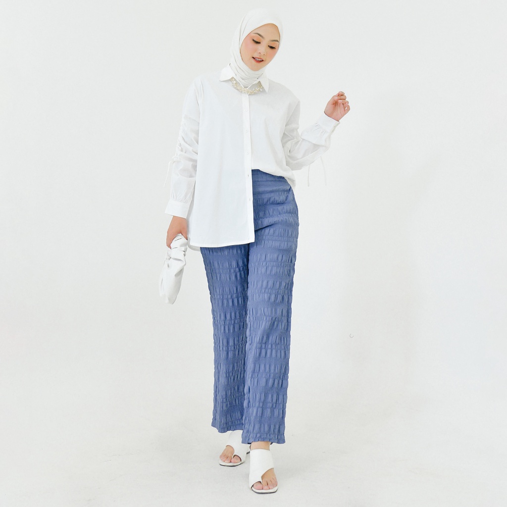 NUNA Aiki Textured Pants | celana panjang wanita polos crinkle