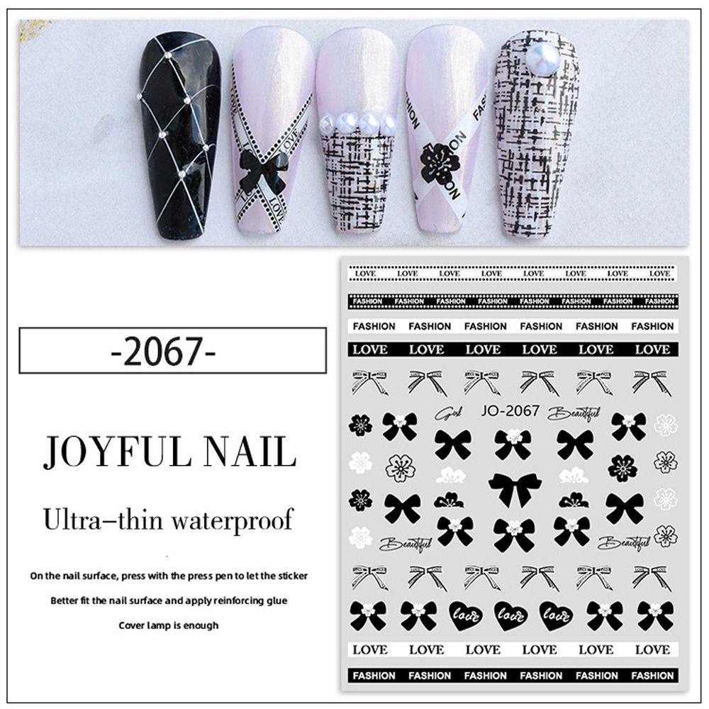 AUGUSTINA Agustina 3D Stiker Kuku Kotak-Kotak Vintage Wanita Ikatan Simpul Manicures Aksesori England Grain Rose Nail Art Dekorasi