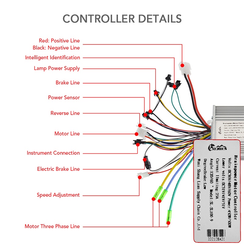 【36V-48V-60V-64V 350W】Brushless Controler Untuk Sepeda Elektrik/Kontroler Sepeda Listrik/Controler Brushless