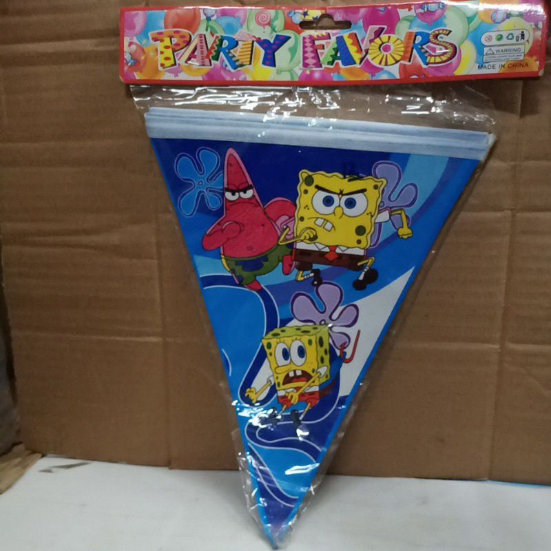 Dekorasi Pesta Ulang Tahun SpongeBob / Party Banner Bunting Flag