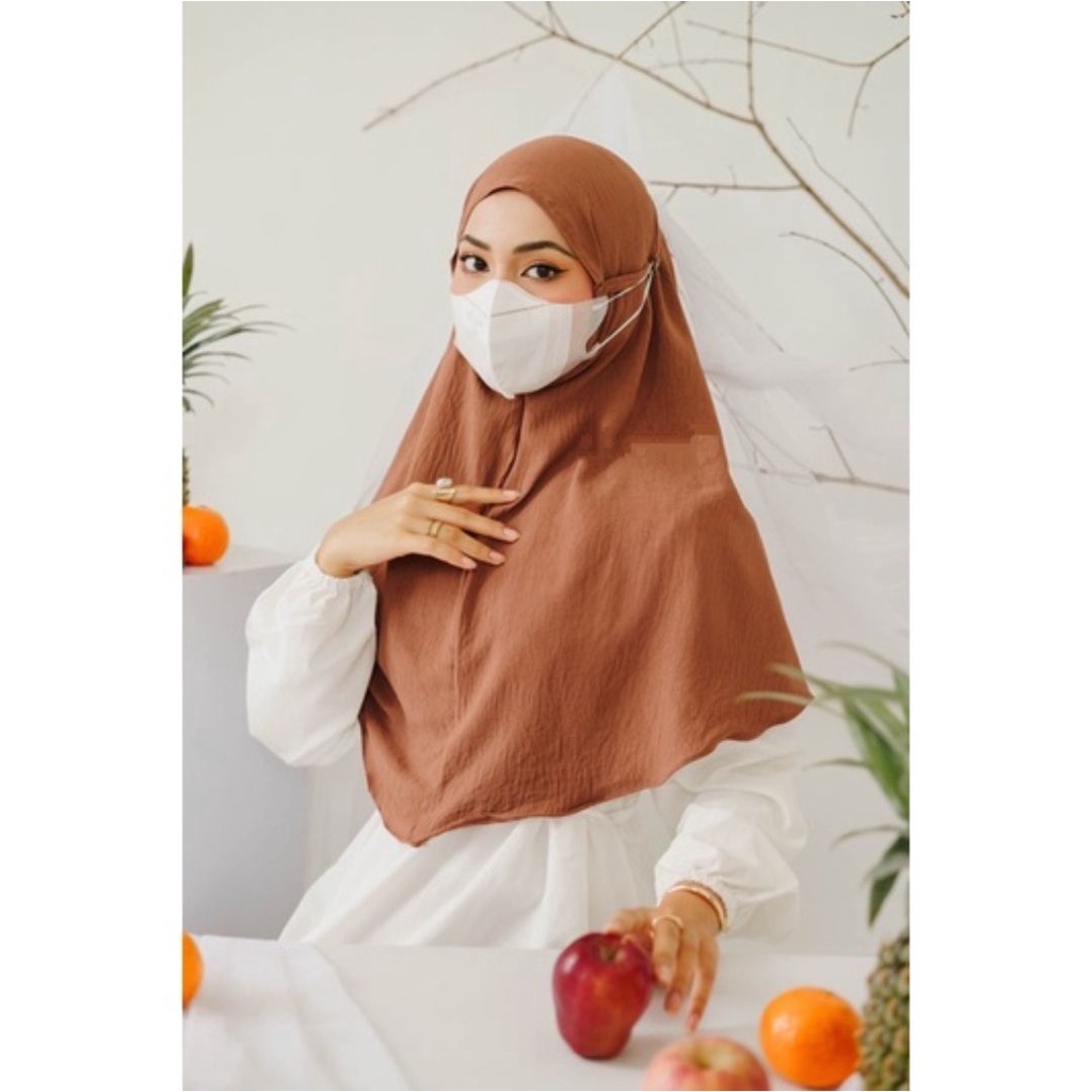 KHIMAR BERGO NONPET KANCING KONEKTOR KERUDUNG HIJAB JILBAB KERUDUNG SEGIEMPAT AIRFLOW CRINCKLE DEODORA PREMIUM