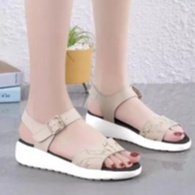 Sandal Wedges Wanita Import Korea Empuk Anti Air Sendal Cewek Wedges Kondangan Korean Style Kekinian Trendy Motif LED Abstrak Terbaru Elegan Anti Slip