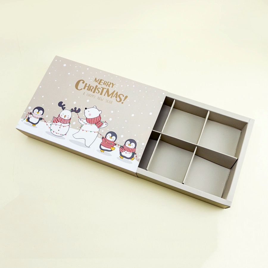 

( 5pcs ) Dus box natal eggtart fruitpie sekat 6 polar bear box kemasan egg tart fruit pie cheese cake mini pudding insert 6 merry christmas