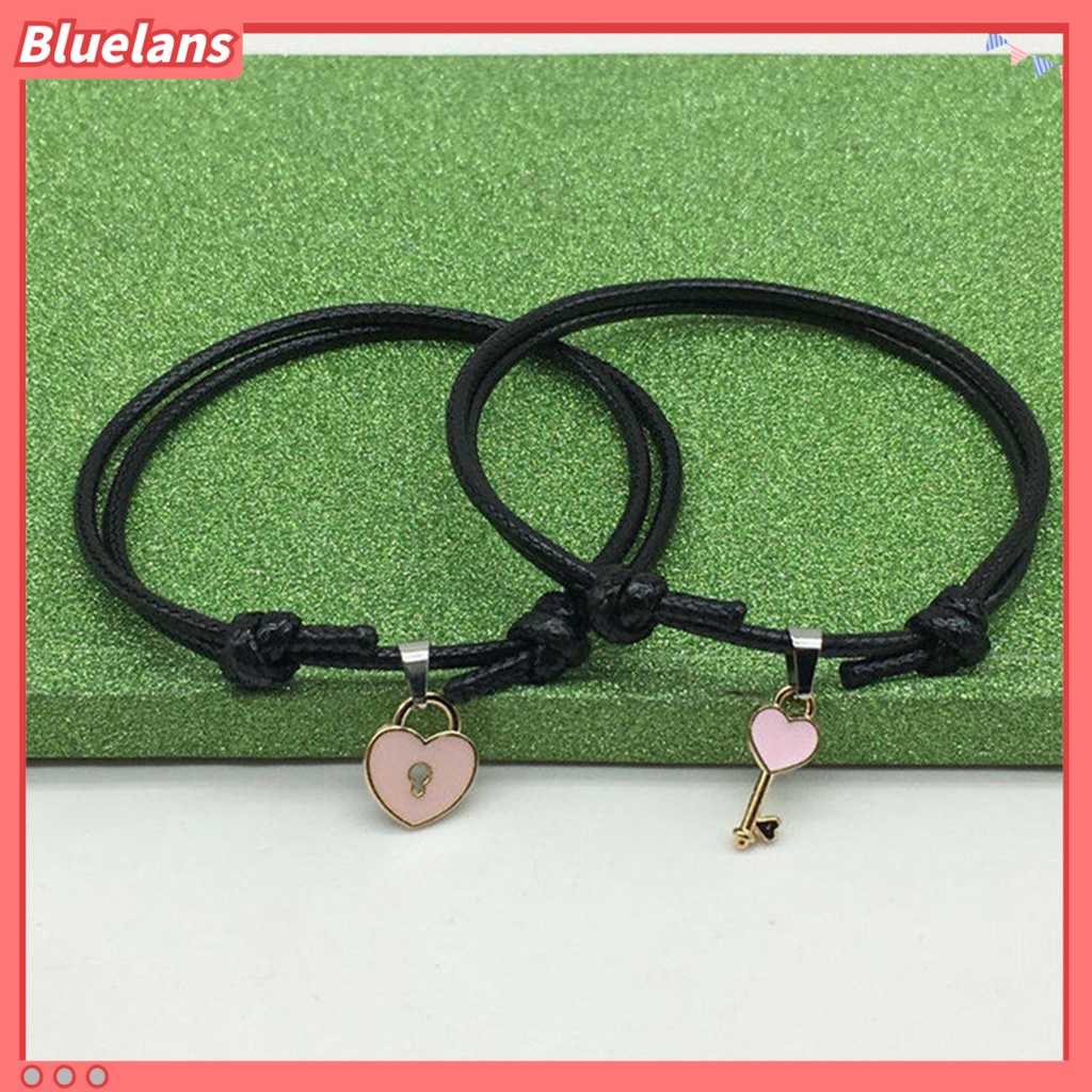 Bluelans 1pc Gelang Rantai Liontin Kunci Hati Untuk Pasangan