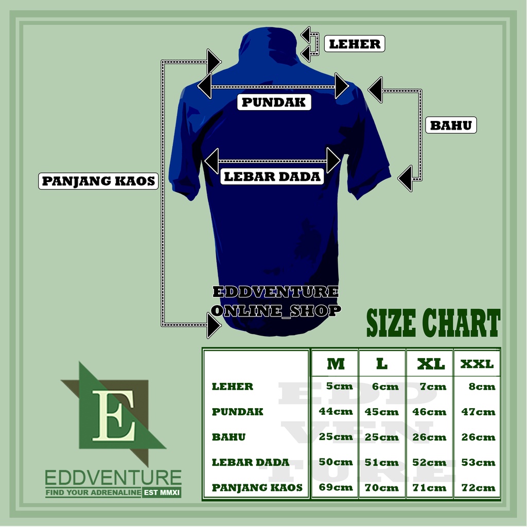 baju atasan kaos pria wanita biru tua blue navy polos kerah tinggi turtle neck korean style pendidikan dalaman security satpam lengan pendek original eddventure