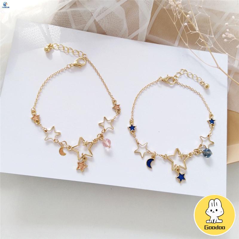 Korea Bintang Gelang Bulan Lucu Liontin Gelang Wanita Fashion Perhiasan Aksesoris -Doo