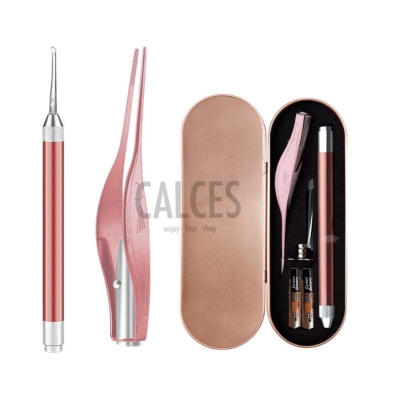 Korek Kuping Ear Spoon Wax Picker with LED Light - Rose Gold