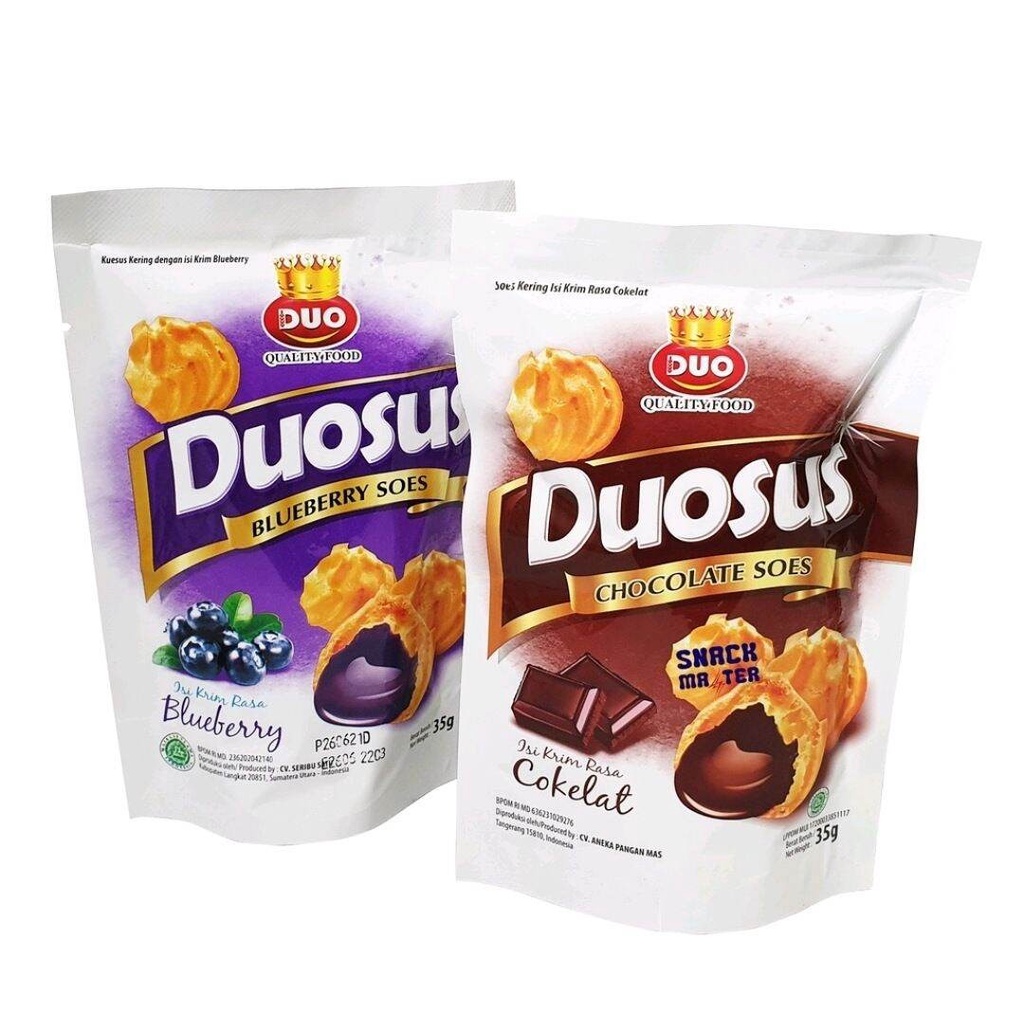 [ HOKKY] Duosus Kue Soes Kering 35gr Cokelat Blueberry Coklat Blubery Snack Cemilan Anak Murah