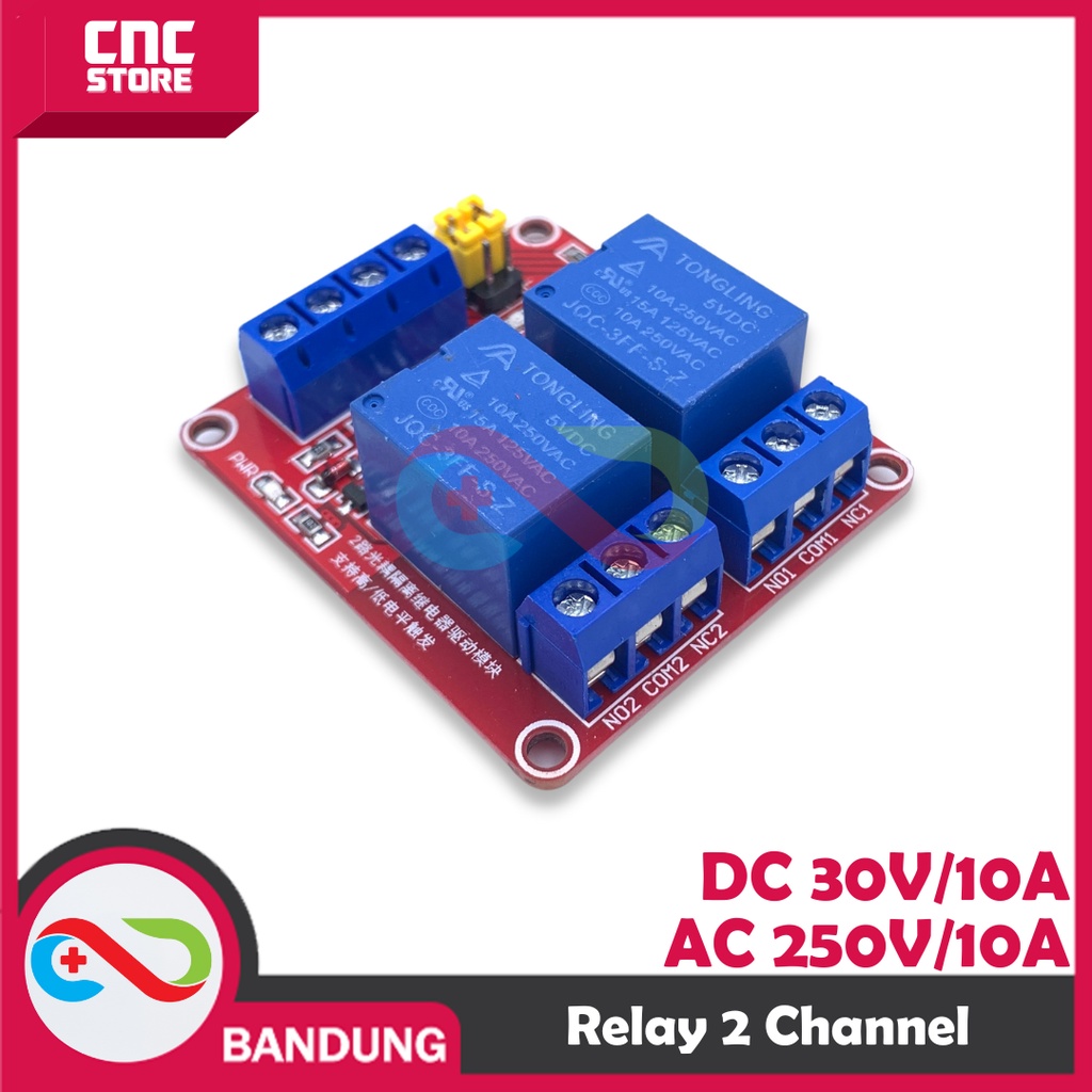 MODULE RELAY 2 CHANNEL 5V AKTIV HIGH ATAU AKTIV LOW DENGAN OPTOCOUPLER