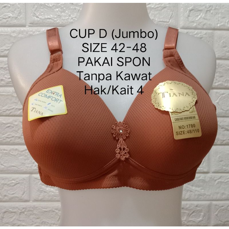 BH Hak 4 CUP D( JUMBO)  T 1780/403 Size 42-48 Pakai Spon Tanpa Kawat BRA Remaja Dewasa Pakaian Dalam Wanita