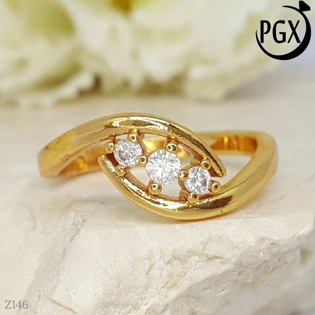 PGX Cincin Xuping Wanita Lapis Emas Aksesoris Perhiasan Fashion Premium - Z146