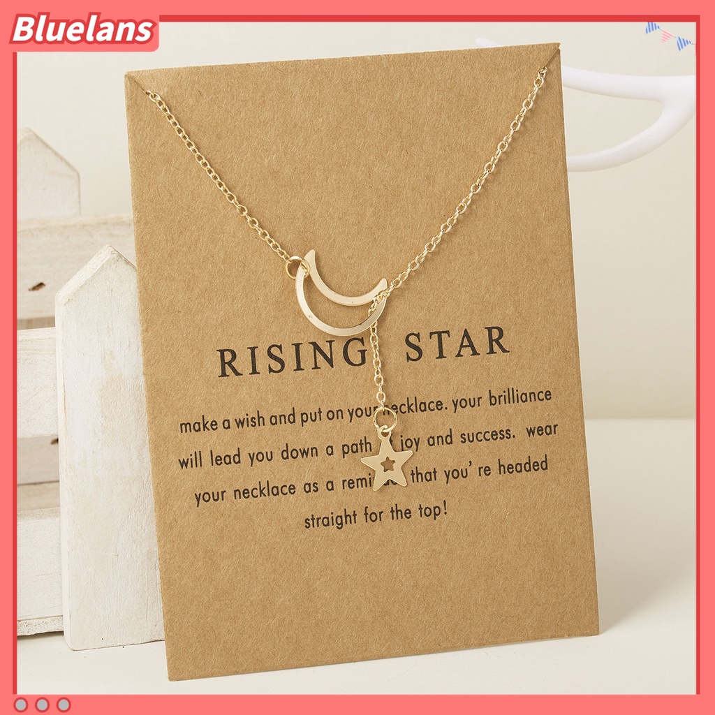 Kalung Rantai Bentuk Bulan Aksen Mutiara Imitasi Bahan Stainless Untuk Wanita