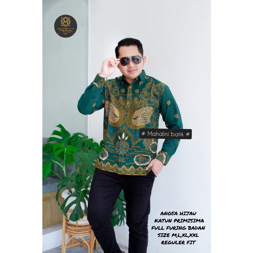 Kemeja Batik Pria Modern Premium Terbaru ANGSA HIJAU - Baju Hem Batik Pria Kondangan