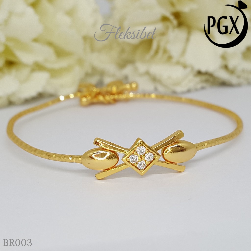 PGX Gelang Bangle Fleksibel Perhiasan Xuping Lapis Emas - BR003