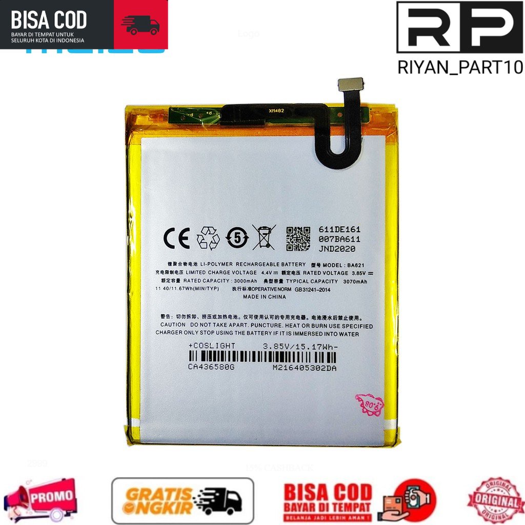 BATERAI MEIZU M5 NOTE BA621 Battery Batteray Batere Batre Btr Batrai Ori