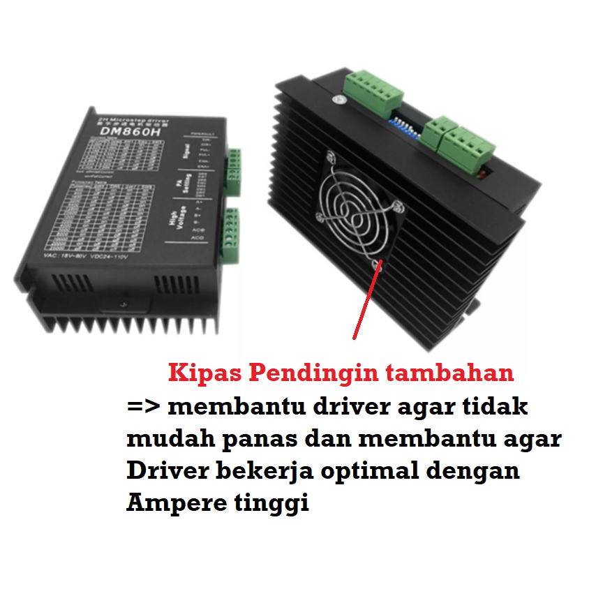 [HAEBOT] Motor Driver Stepper Nema 23 34 86 DM860H 24V - 100V 7.2A CNC Cooling Fan Kipas Pendingin 57 Microstep Pengontrol 2 Phase Bipolar DC Router Laser Plasma Microstepping Dinamo