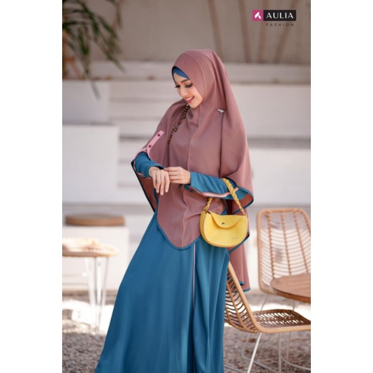 SET GAMIS SYAR'I AULIA FASHION ORIGINAL DAN TERBARU ZEELA TROPICAL BLUE