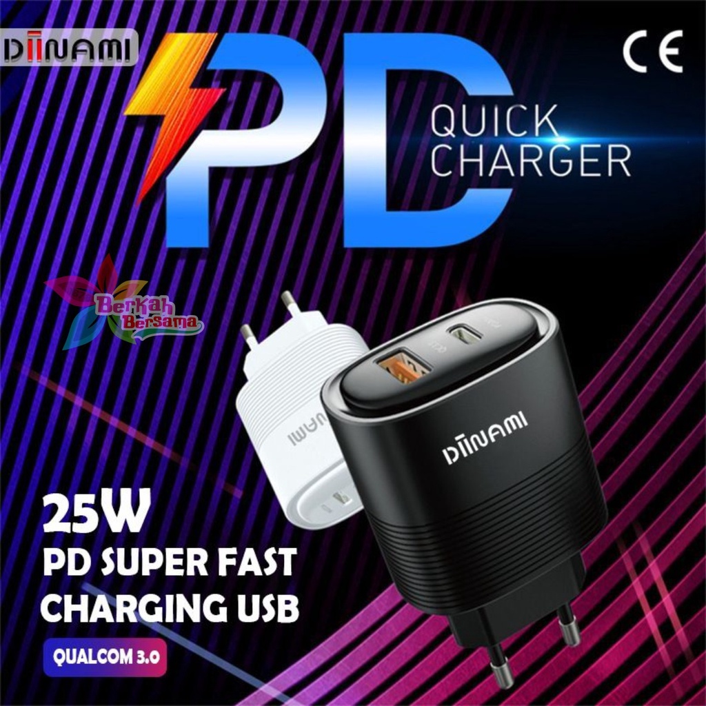 BATOK CHARGER DIINAMI  POWER SUPER II Dual Port USB (2.4A ) &amp; Type-C (PD) 3A 25W bergaransi BB7276