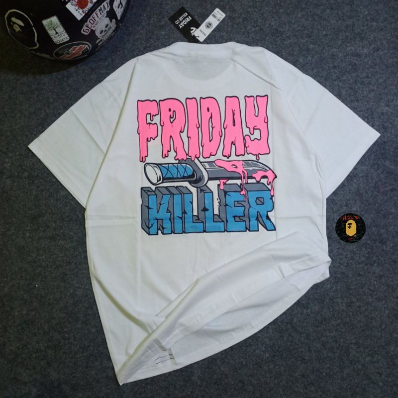 Kaos Distro FRIDAY KILLER KNIFE Putih MIRROR ORIGINAl lengan pendek pria wanita Murah - tshirt Holdo