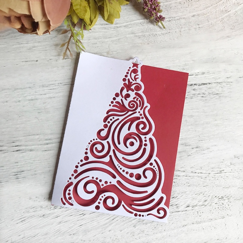 Cetakan Stensil Cutting Dies Motif Pohon Natal Bahan Metal Untuk Scrapbook / Craft DIY