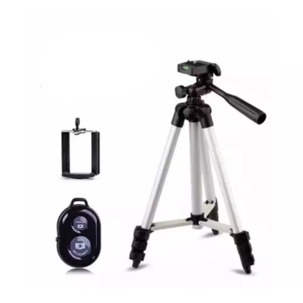 Tripod Tongis Bluetooth WIth Remote DK 3888 Kaki 1 Meter-Tripod With Remote Bluetooth Shutter HP Camera DK-3888 Holder U &amp; Free Sarung-Tripod Smartphone