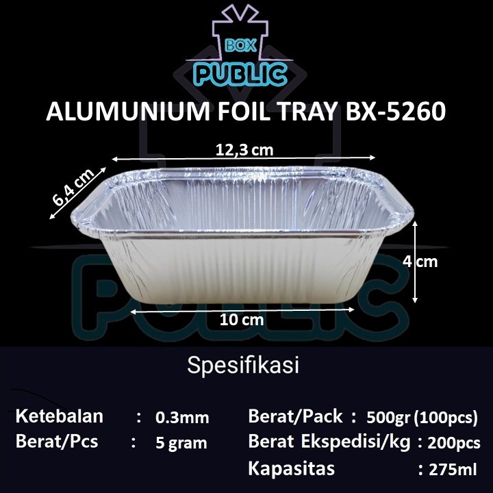 Jual Wadah Alumunium Foil Tray BX 5260 / Aluminium Foil Tray Persegi ...