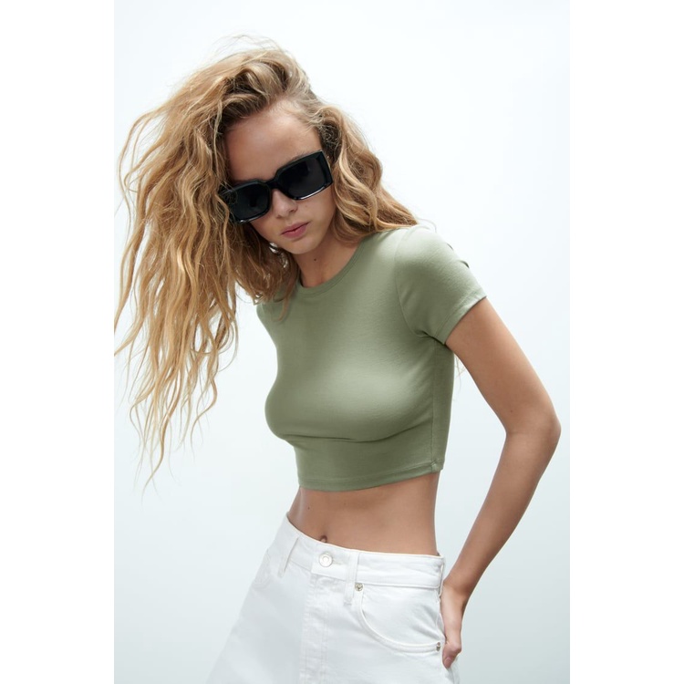 Zara Basic Ribbed Cropped Top