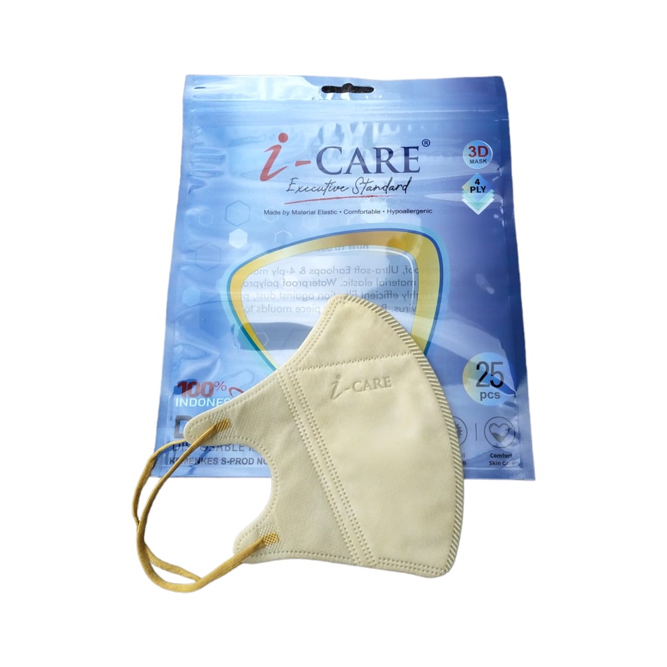 Masker Duckbill icare 4ply Sachet Ziplock isi 25pc Premium Quality