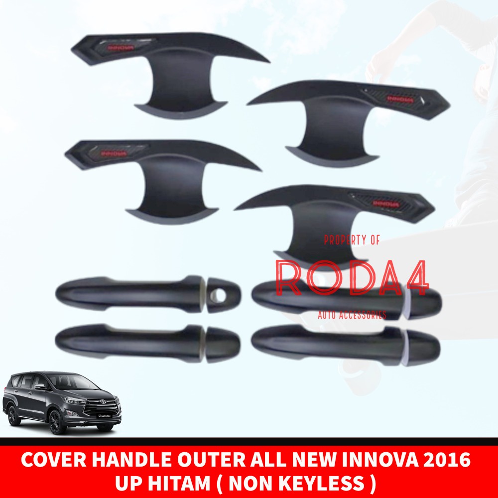 Paket Outer Handle Pegangan Pintu Mobil Tank Cover All New Innova 2016 2017 2018 2019 2020 2021 2022 2023 Reborn Hitam Carbon