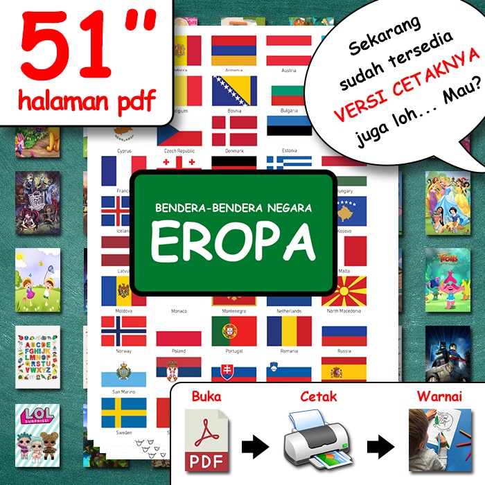 Buku mewarnai anak (non-fisik) - Bendera-Bendera Negara-Negara EROPA