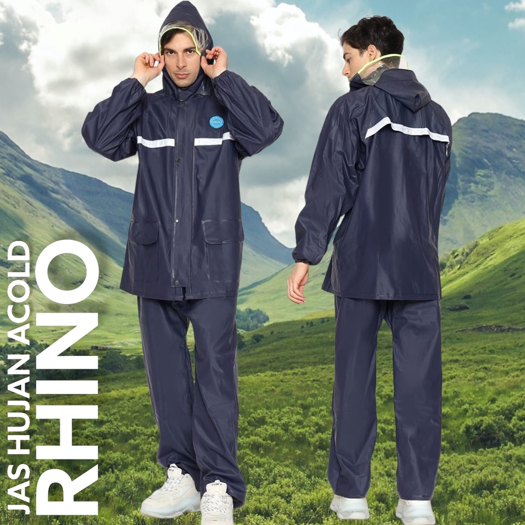 Jas Hujan Acold Raintol RHINO Mantel Hujan Karet Kuat Safety Tambang Raincoat Pria Wanita